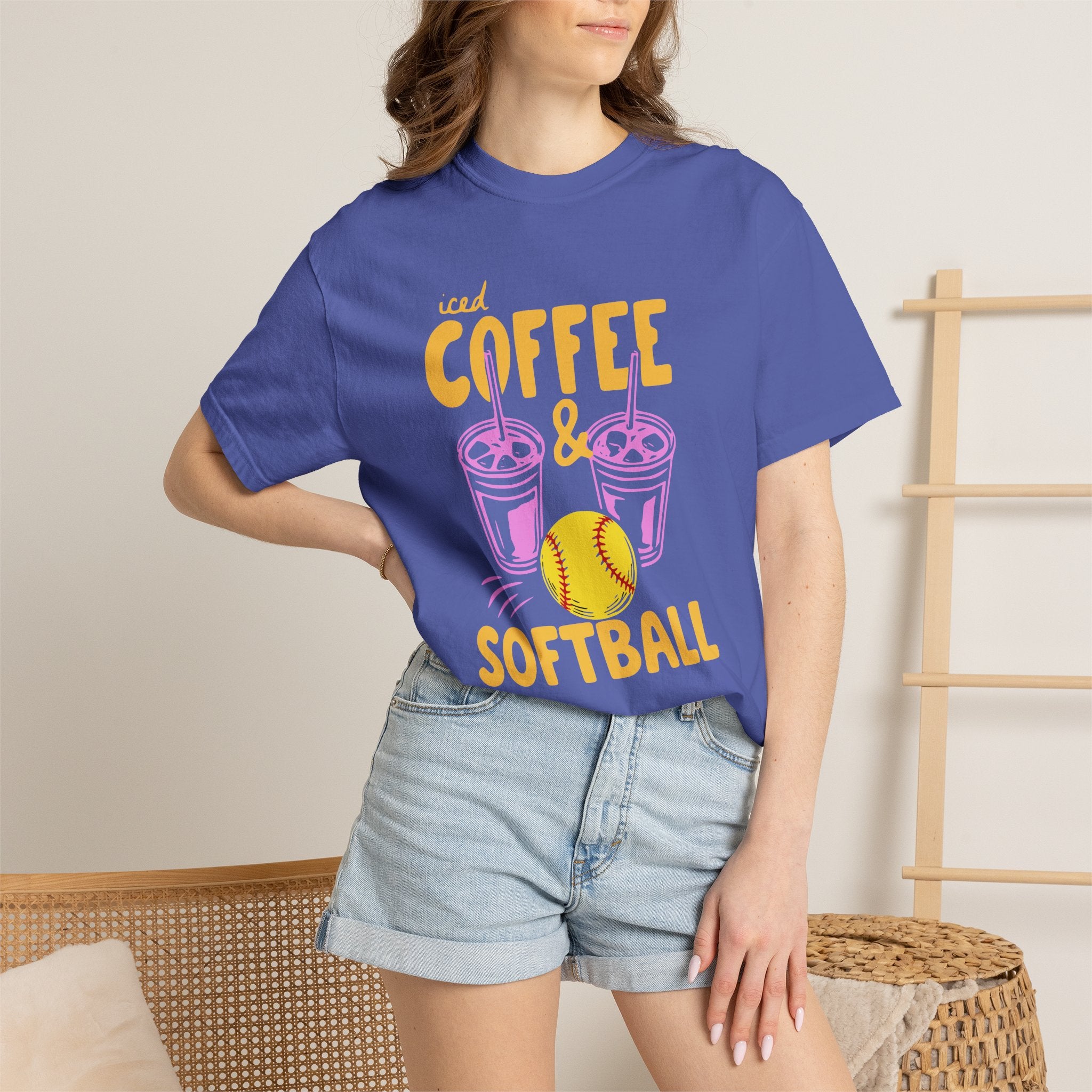 Iced Coffee and Softball T-Shirt
