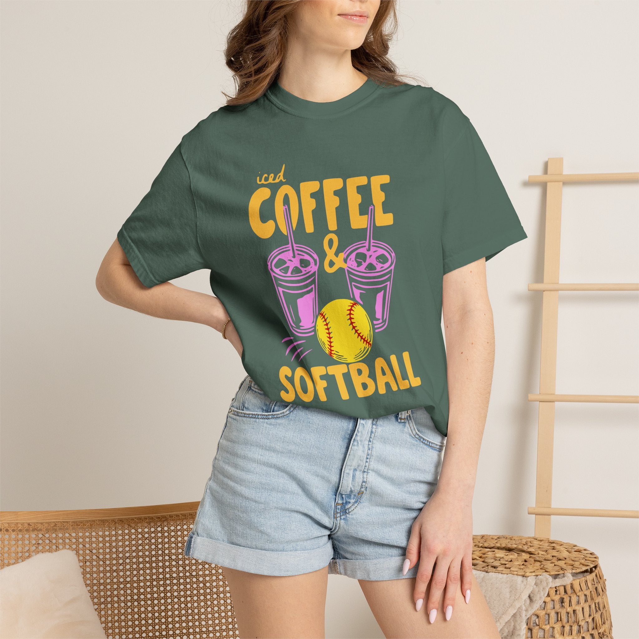 Iced Coffee and Softball T-Shirt