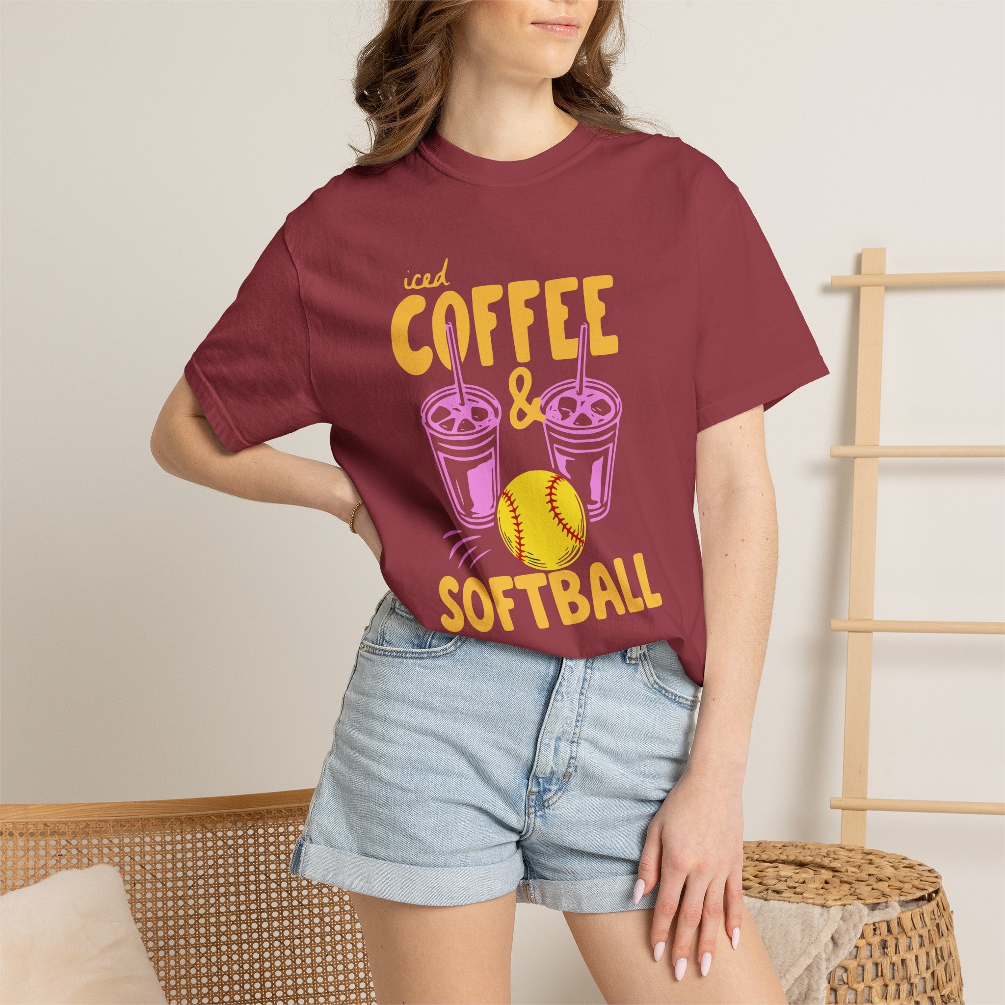 Iced Coffee and Softball T-Shirt