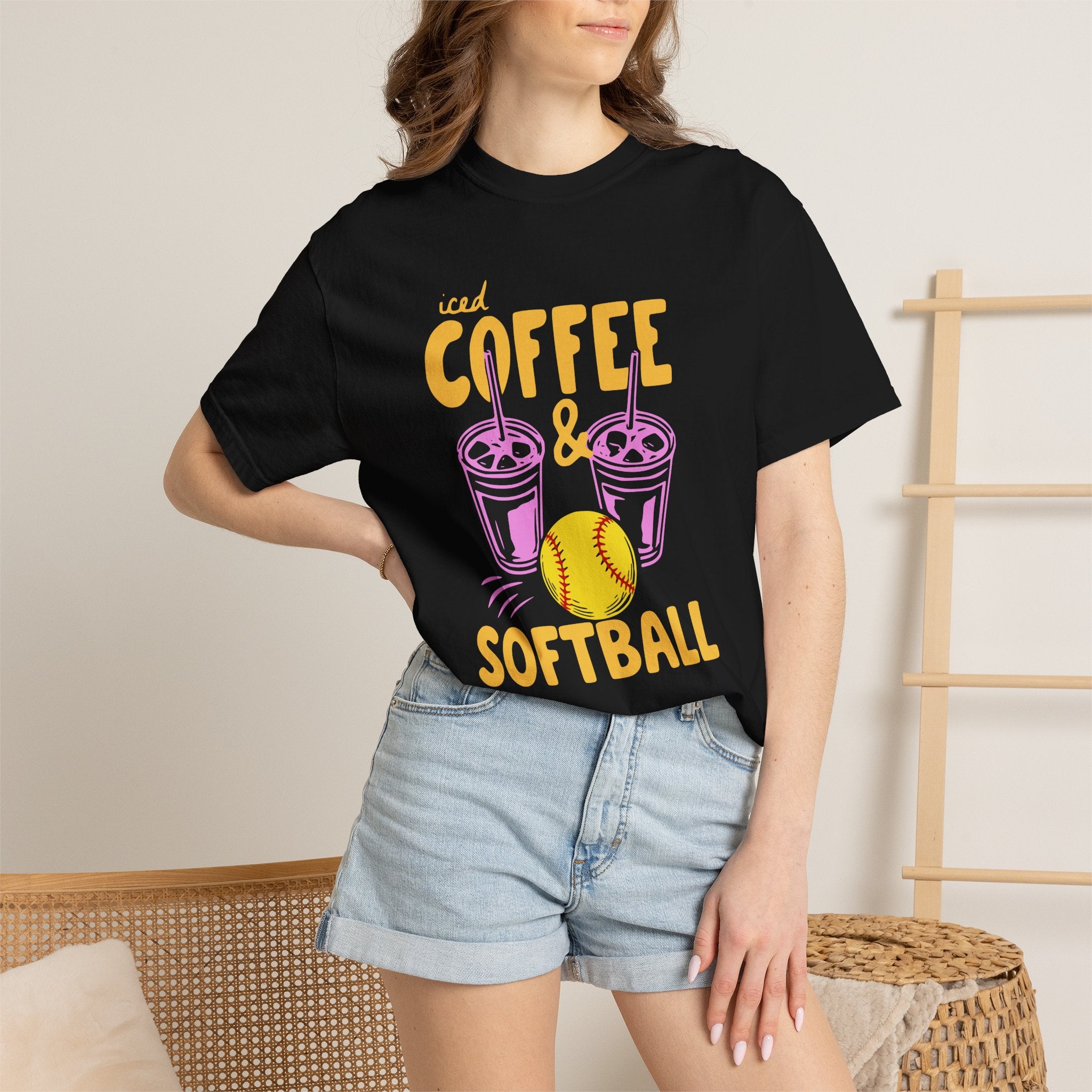 Iced Coffee and Softball T-Shirt