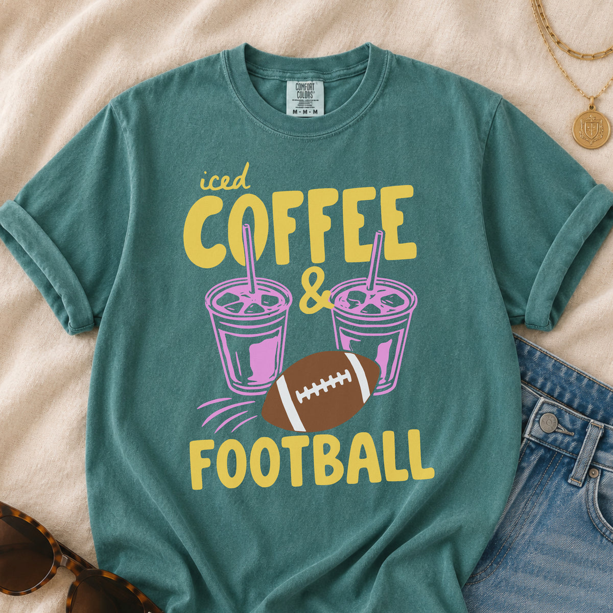 Iced Coffee and Football T-Shirt