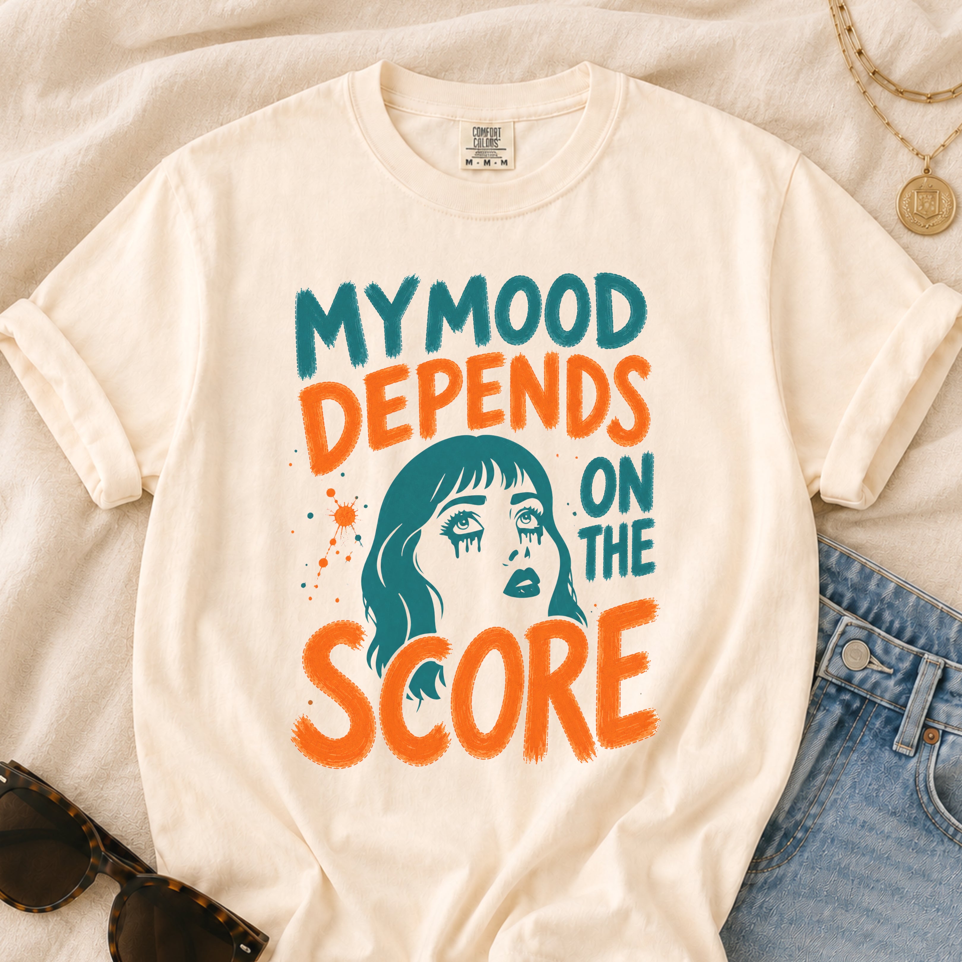 Moody Girl (Teal/Orange) T-Shirt