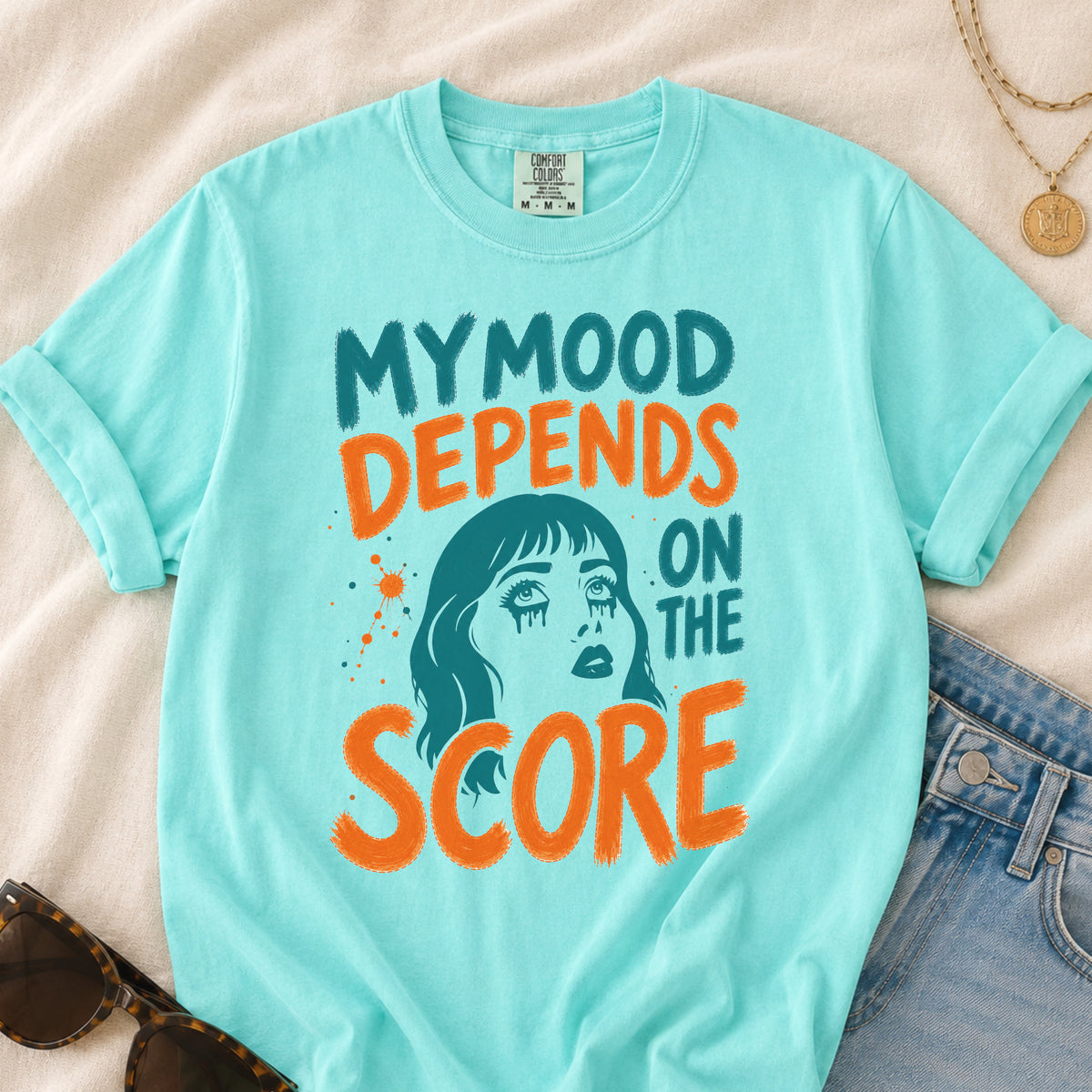 Moody Girl (Teal/Orange) T-Shirt